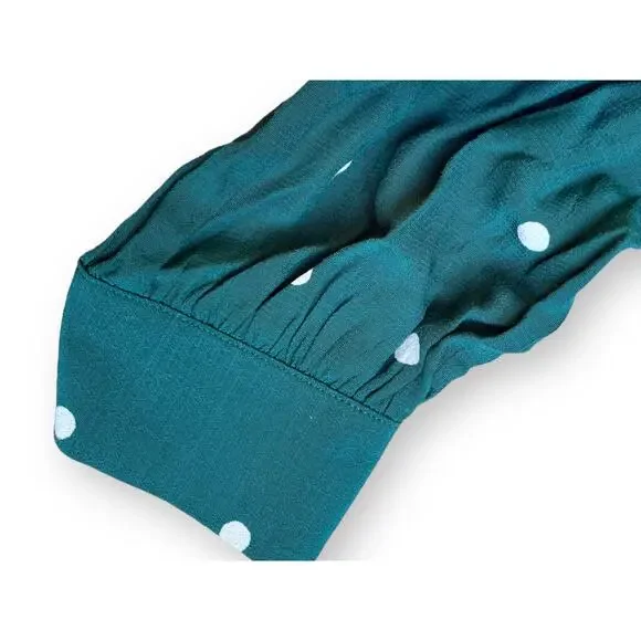 TopShop Polka Dot Rusched Mini Dress | Sz 10, Green & White | NWT $75 - Picture 9 of 12